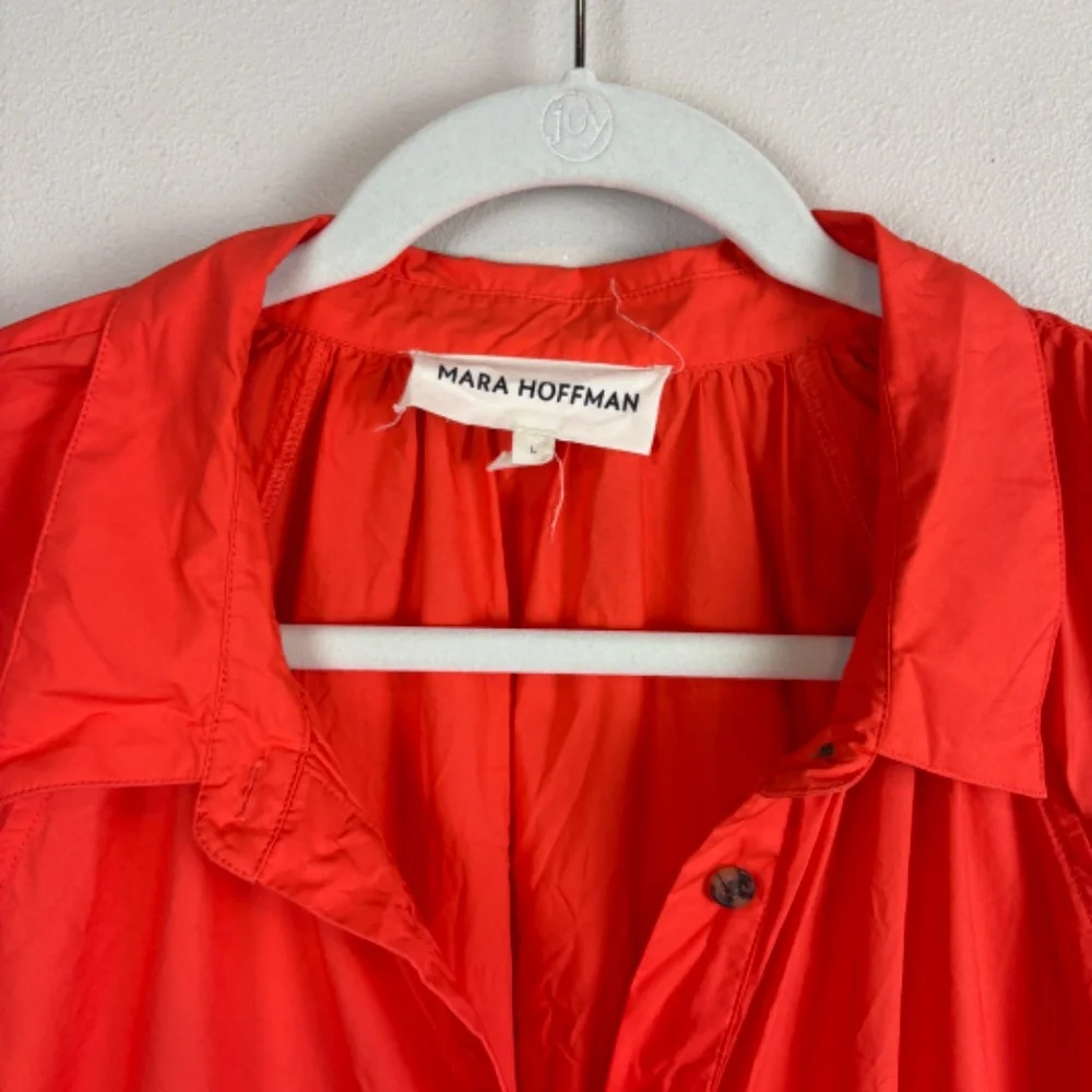 Mara Hoffman Cleo Organic Cotton Midi Shirt Dress in Poppy - Size Large - Picture 4 of 6